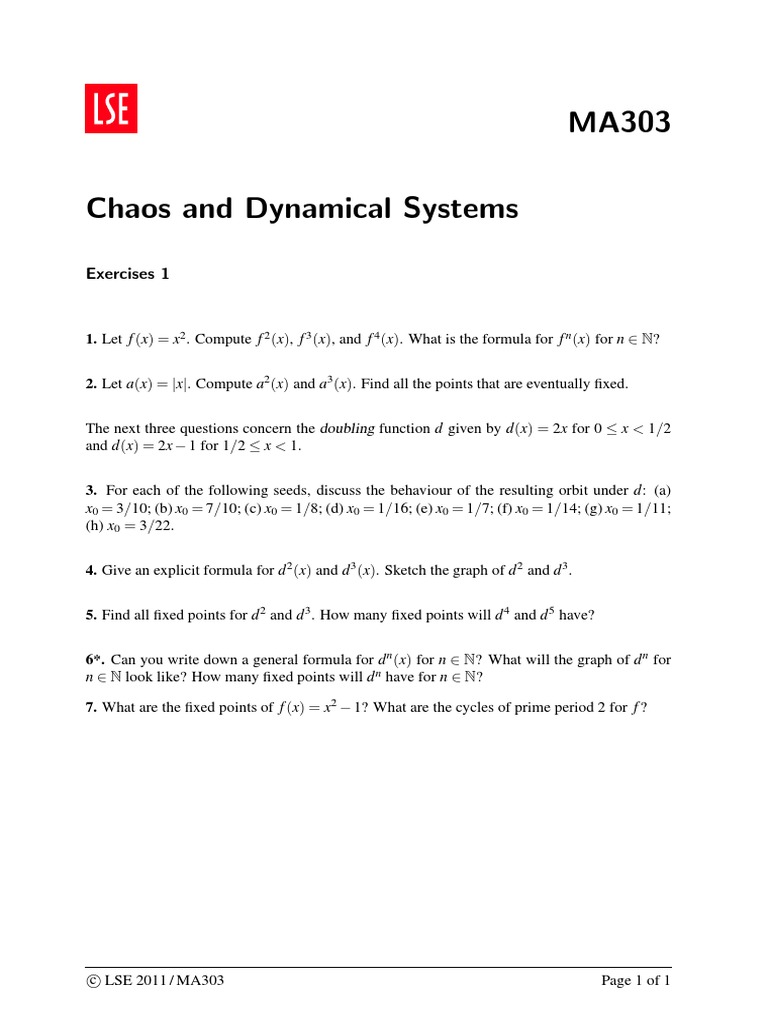Chaos and Dynamical Systems Exercises | PDF