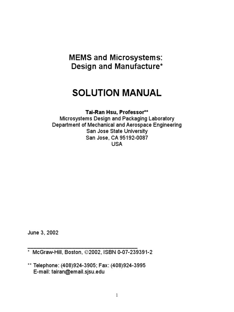 I MEMS & Microsystems Design & Manufacturing Solution | PDF