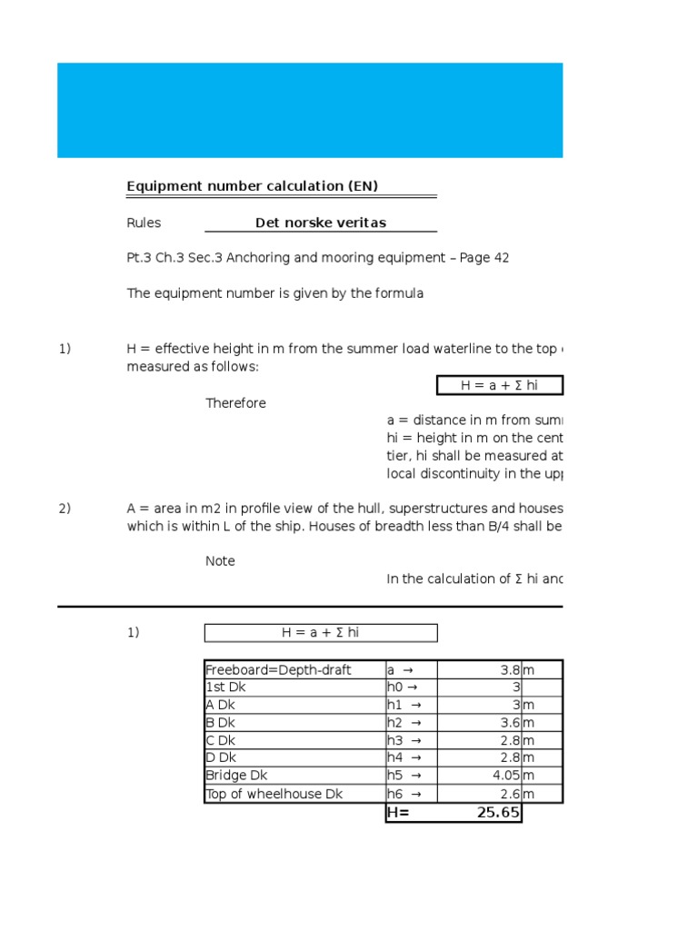 V4910 DSV Diving Support Vessel Equipment number calculation (EN) Det