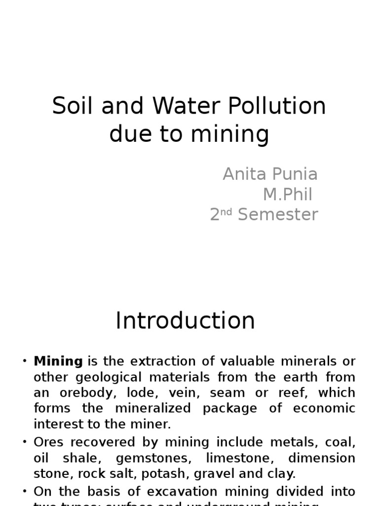 Soil and Water Pollution Due To Mining | PDF | Mining | Pollution