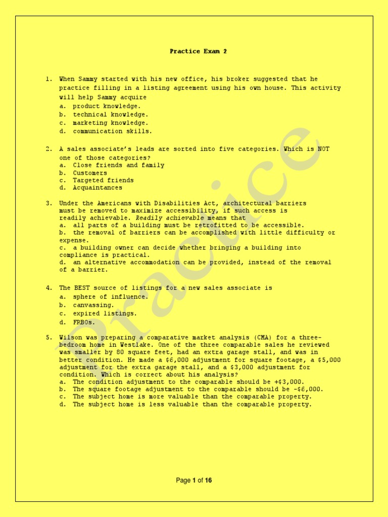 Florida Real Estate Post Licensing Exam Mortgage Loan Real Estate Appraisal