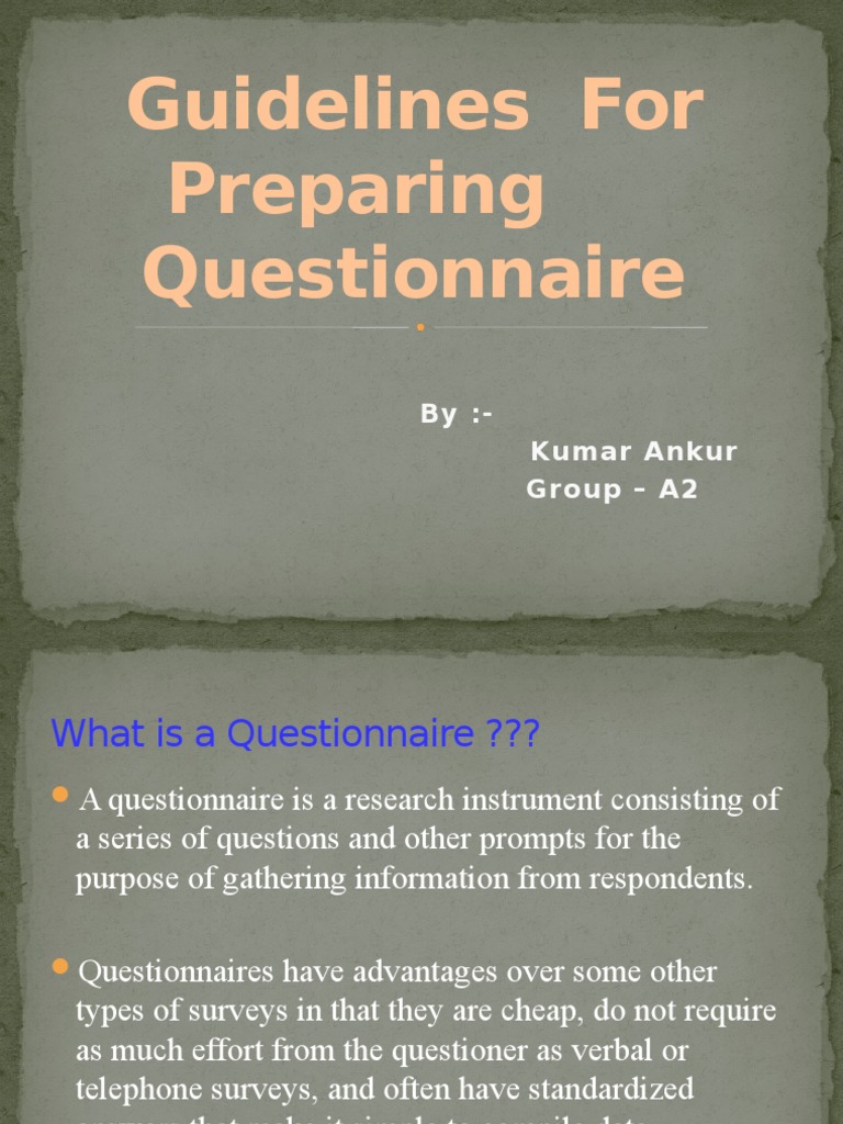 Guidelines For Preparing Questionnaire Presentation Pdf