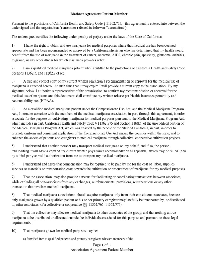 Association Agreement for Patient Member Social Institutions Society