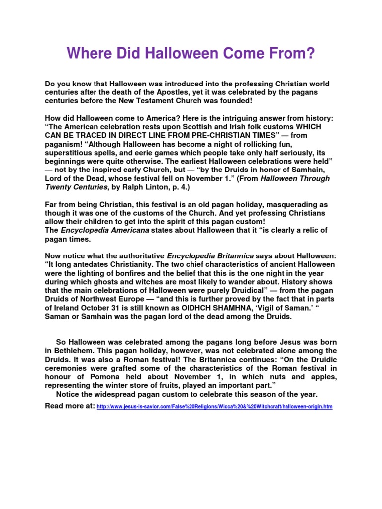 Where Did Halloween Come From PDF Halloween Antichrist