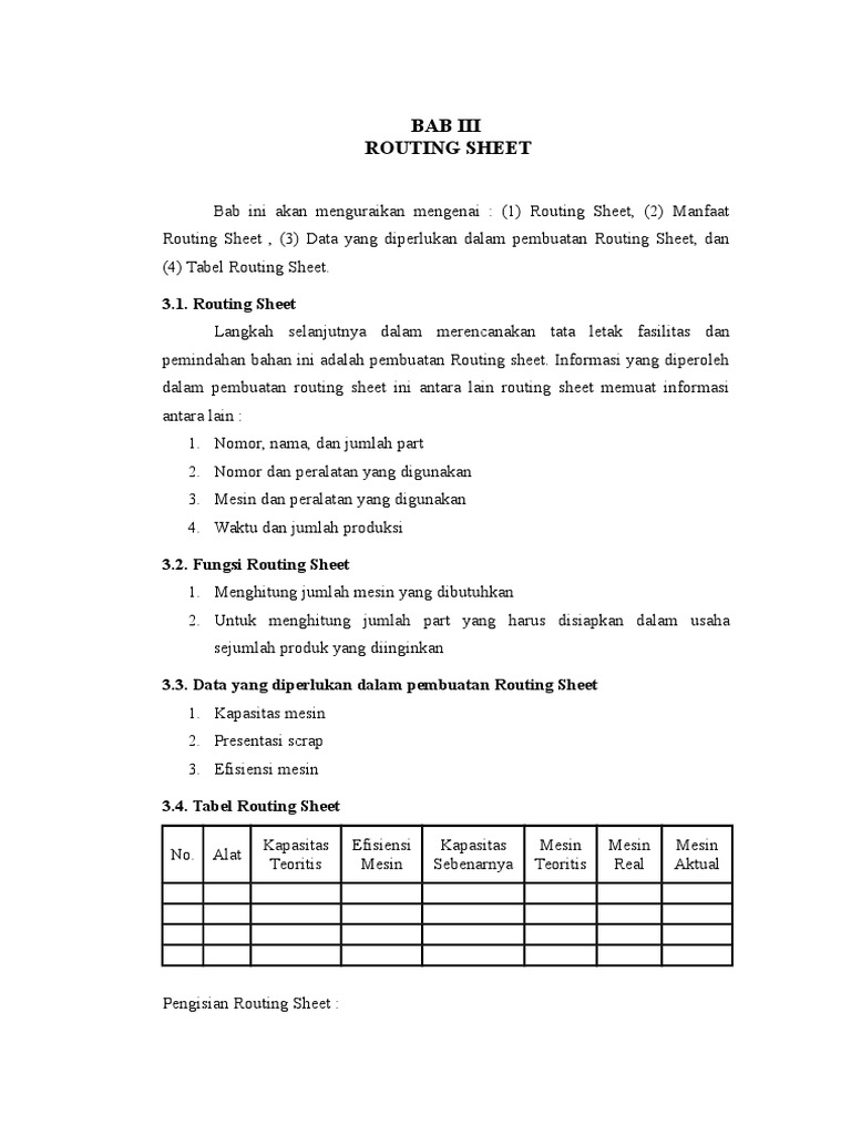 BAB III ROUTING SHEET Okee | PDF | Komputer
