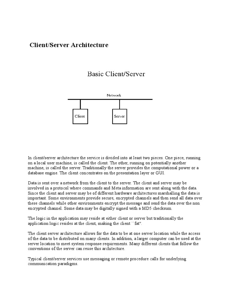 Client/Server Architecture Overview | PDF | Client–Server Model ...