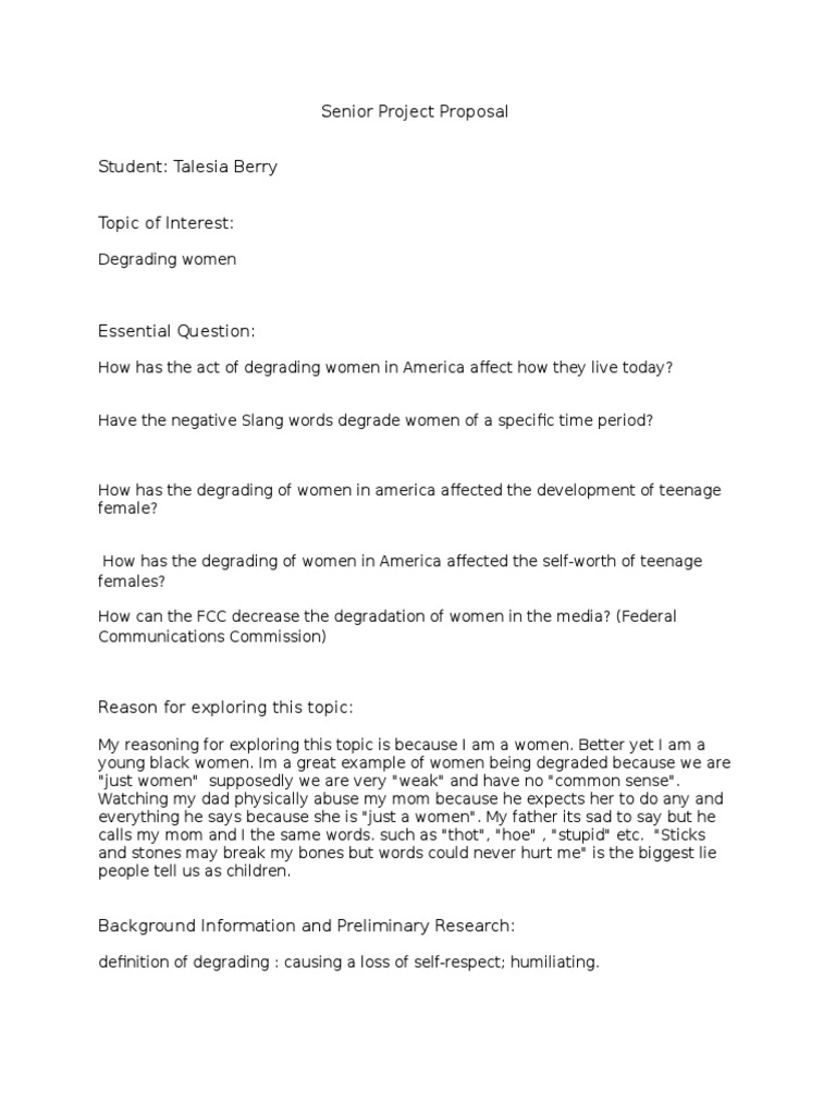 Seniorprojectproposal | PDF | Social Science