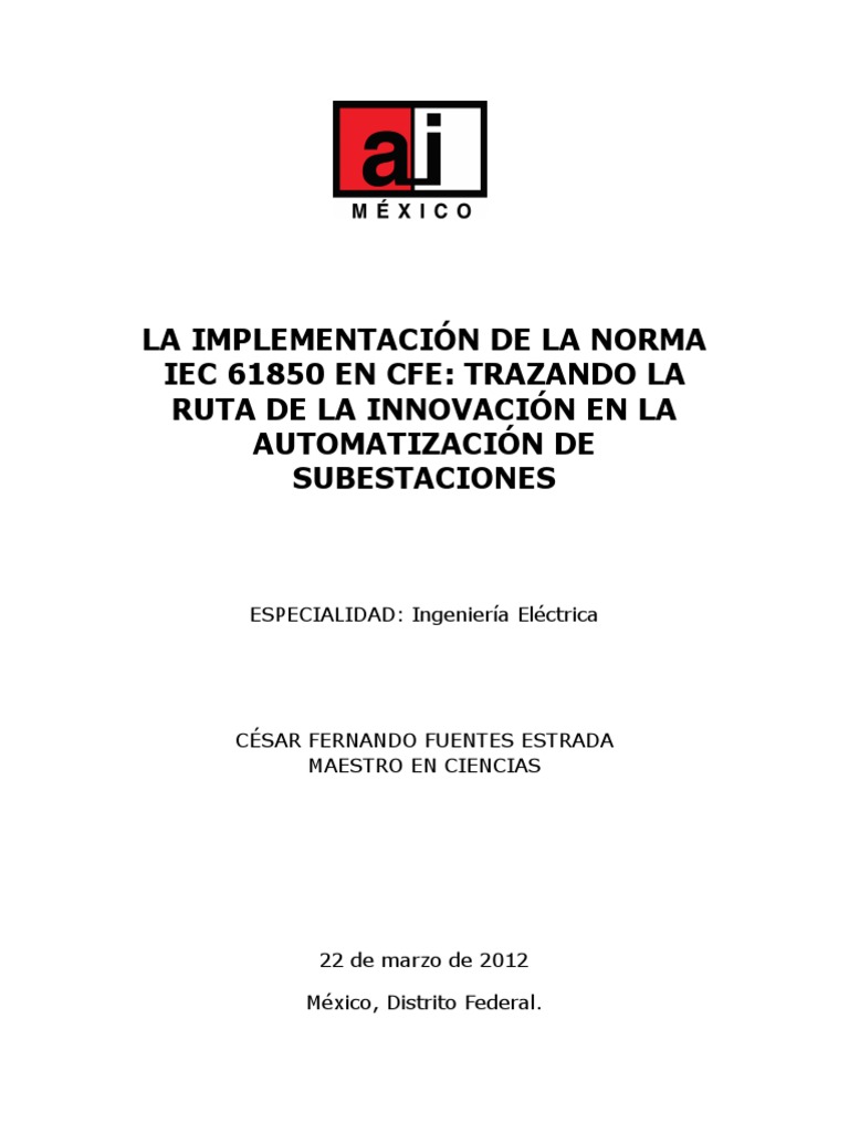 Implementación de IEC 61850 en CFE | PDF | Subestacion electrica ...