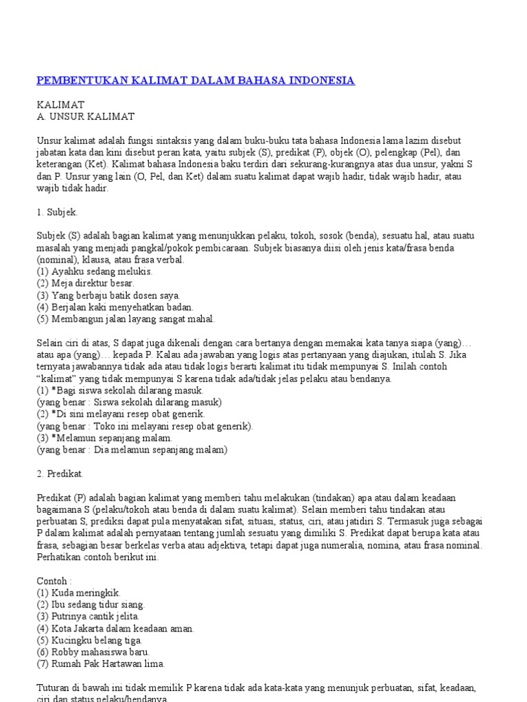 Pembentukan Kalimat Dalam Bahasa Indonesia Pdf