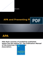 APA and Preventing Plagiarism: David Brown Dobrown@daltonstate - Edu