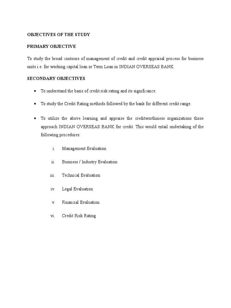 Objectives of The Study Primary Objective | PDF