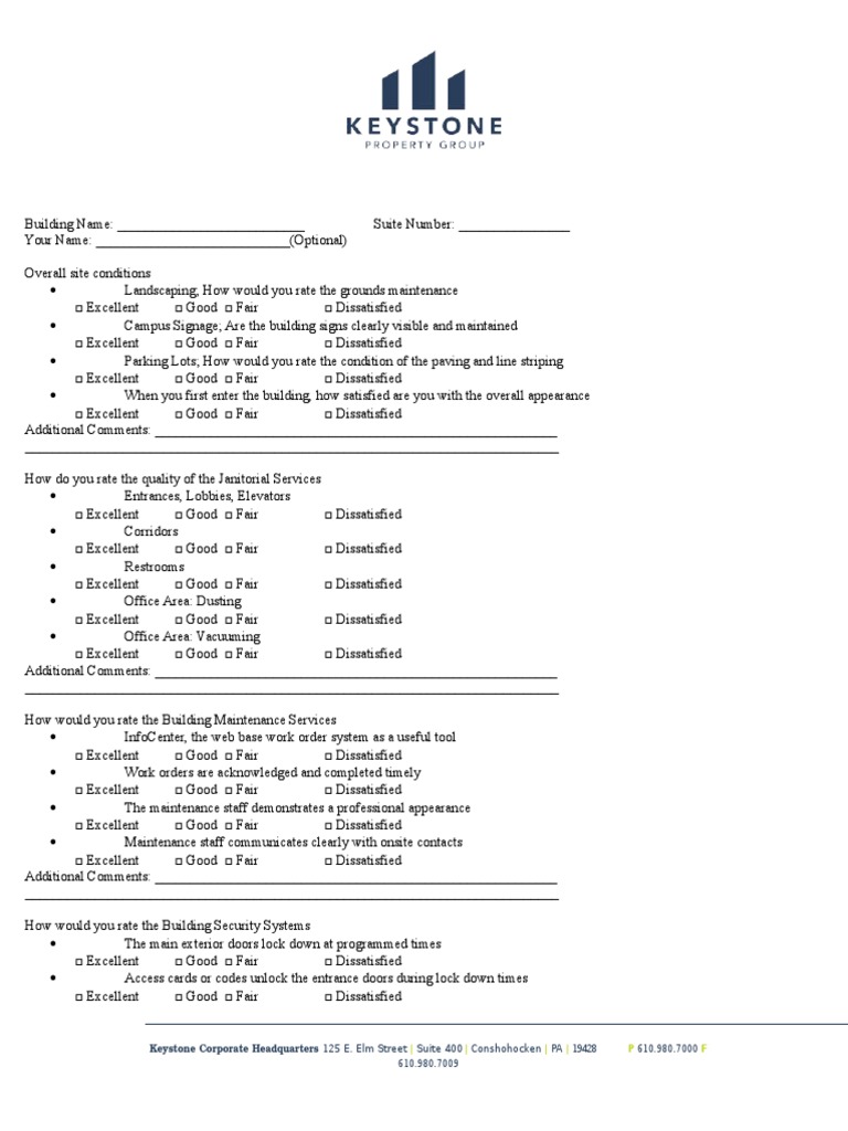 Building Services Feedback Survey | PDF | Business