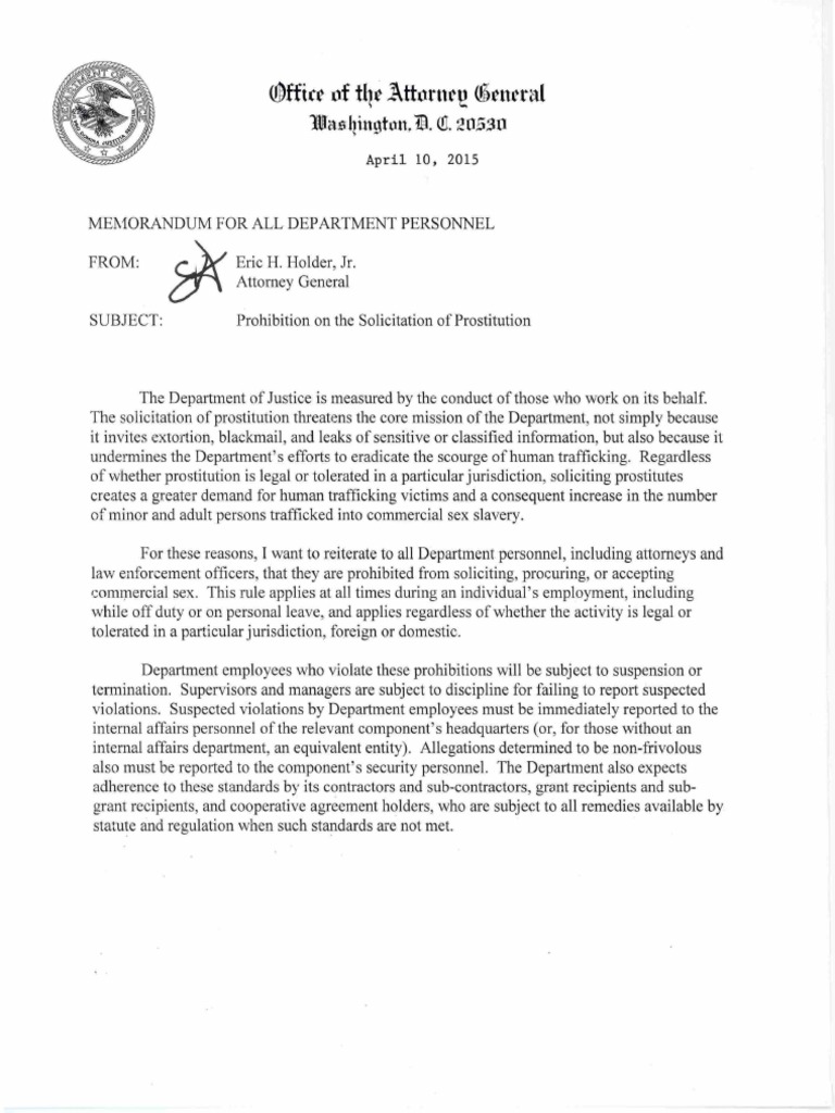Eric Holder Memo To All DOJ Personnel 41015 PDF Eric Holder