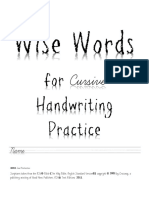 Wise Words For Cursive Handwriting Practice