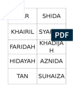 MAR Shida Khairil Syahrir Faridah Khadija H Hidayah Aznida TAN Suhaiza