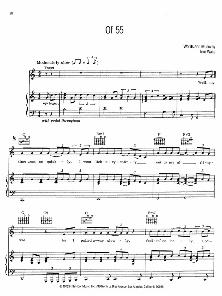 Tom Waits Ol 55 Sheetmusic Pdf Entertainment General