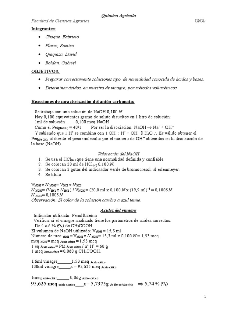 Lab QA #3 Alcalimetria | PDF | Ciencia y matemática