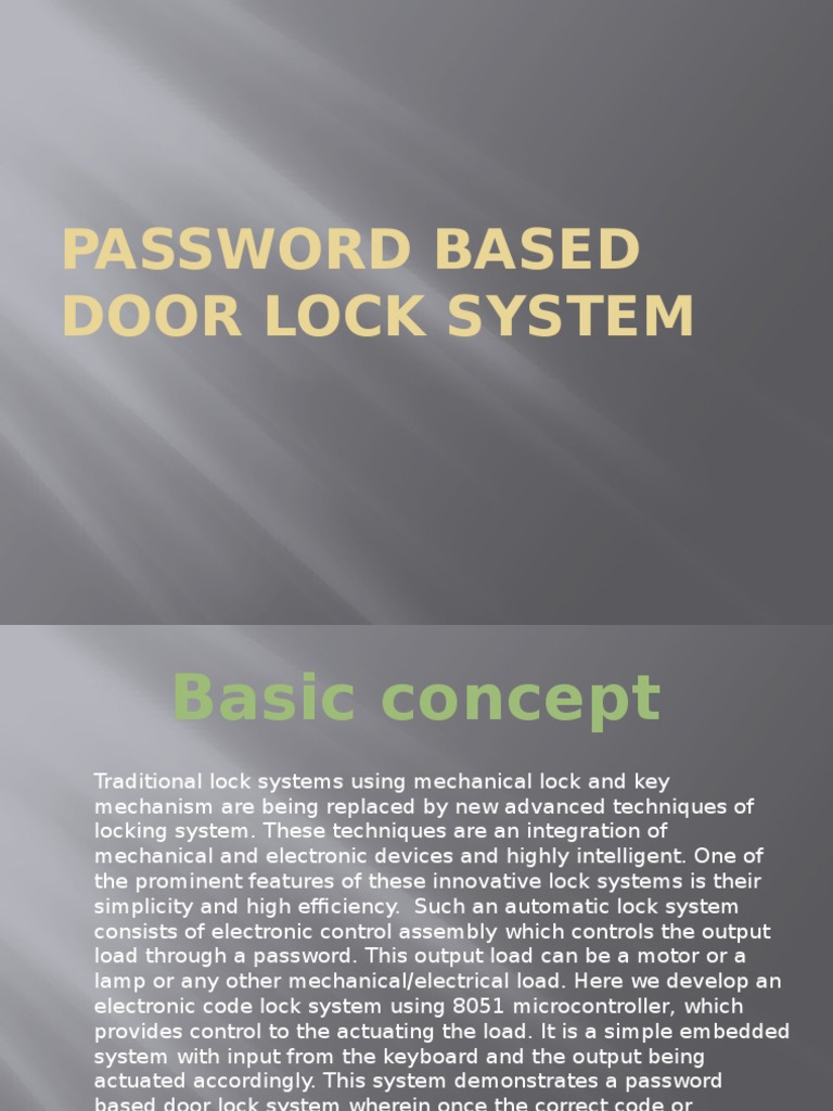Password Based Door Lock System PDF Password Lock (Security Device)