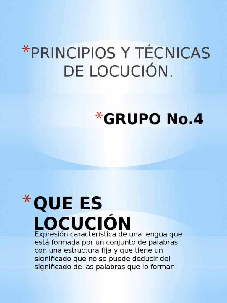 Presentacion QUE ES LOCUCIÓN | PDF | Voz humana | Lingüística