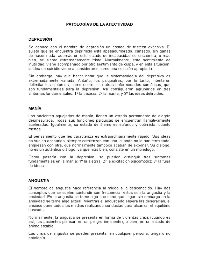 Trastornos de la Afectividad | PDF | Pasion (Emocion) | Depresión ...
