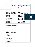 You Are The L Ucky One!! You Are The Lucky One!!: Congratulations: Congratulations