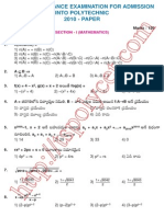 Polytechnic Entrance Exam (CEEP-2010) Question & Answer Key Paper