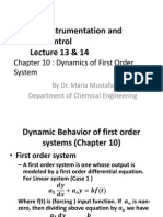 CHE334 Instrumentation and Process Control Lecture 13 & 14: Chapter 10: Dynamics of First Order System