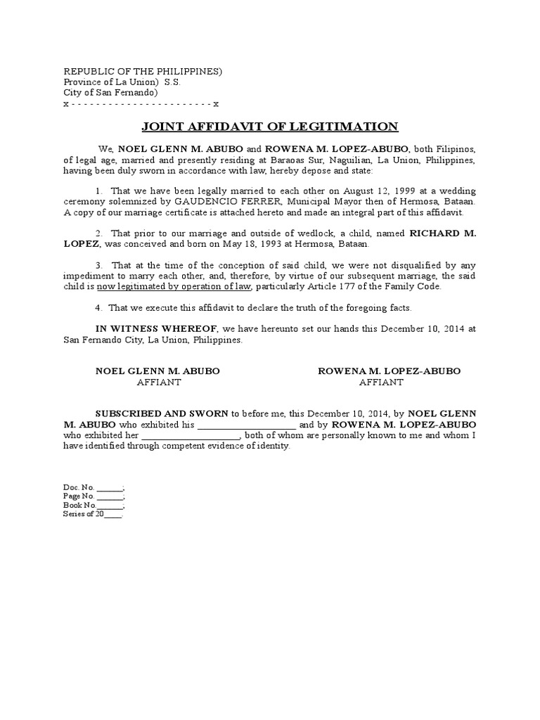 Affidavit Of Legitimation Of Child Doc vrogue.co