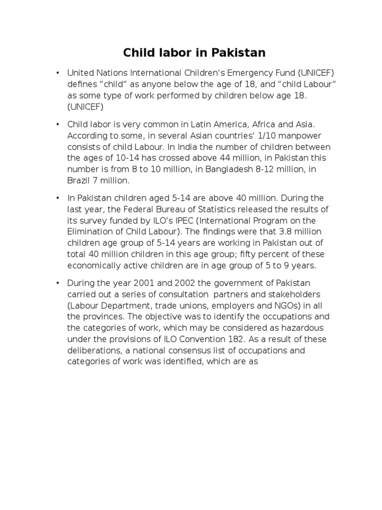 Child Labor in Pakistan | PDF | Child Labour | Economies