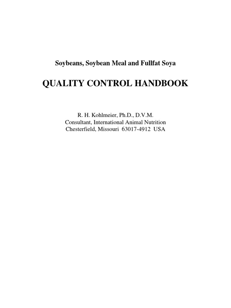 Soybean Quality Control Handbook PDF Bill Of Lading Soybean