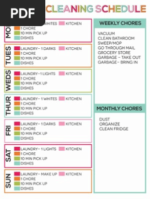 Weekly Cleaning Schedule 30 Days