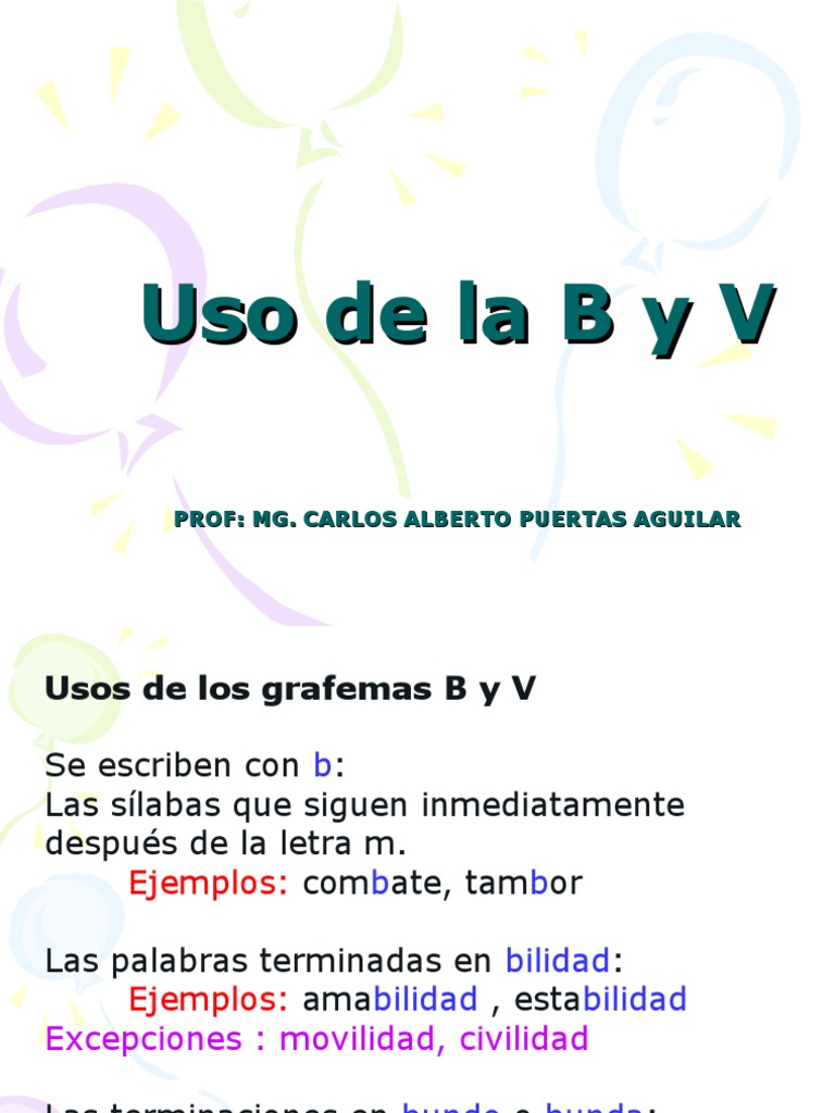Usos de la B y V en Español | PDF | Verbo | Estilo (ficción)