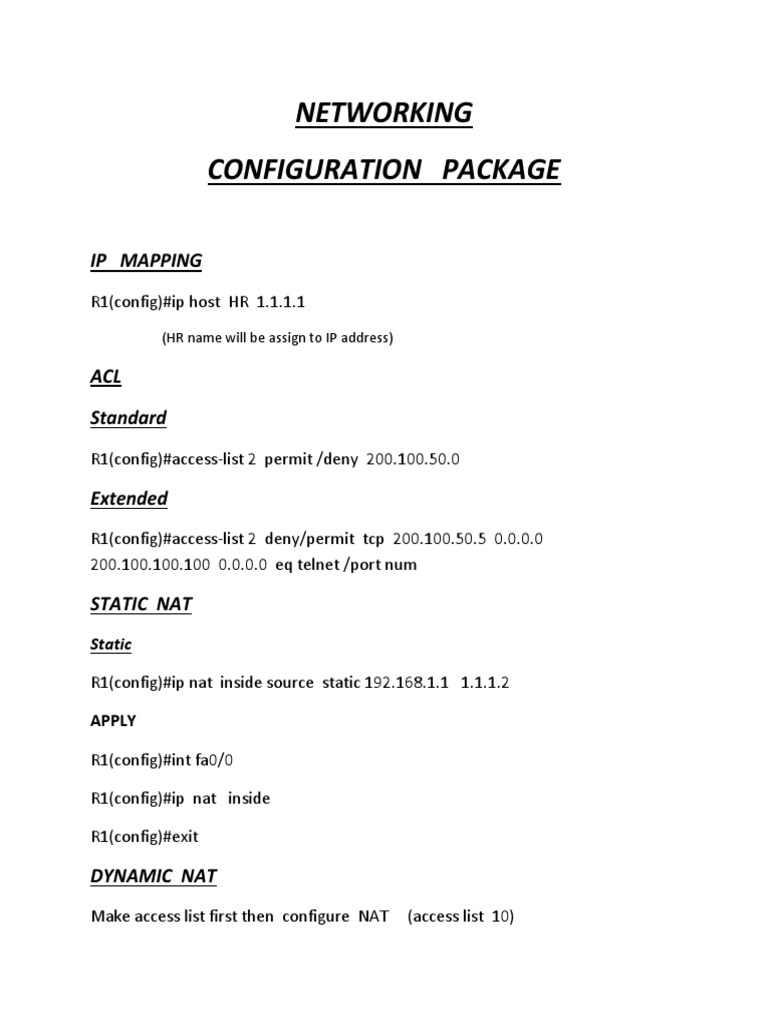 Networking Configuration Package Ip Mapping PDF Communications