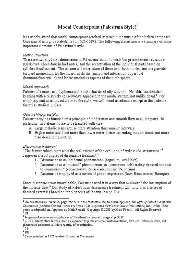 Modal Counterpoint (Palestrina Style) : Metric Structure | PDF ...