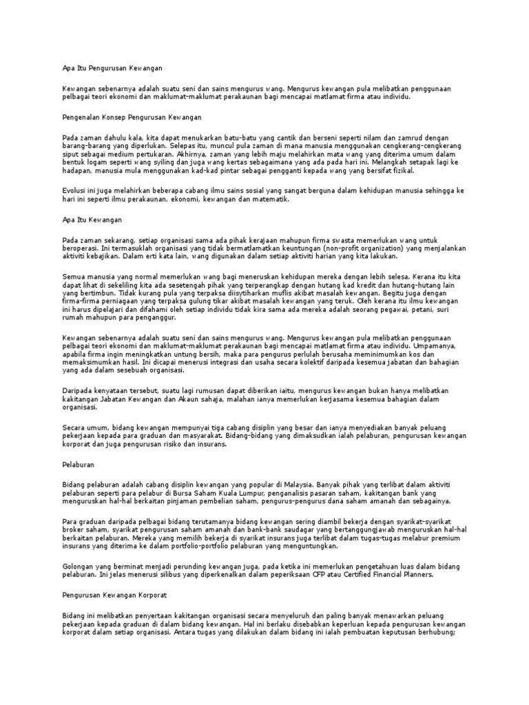 Apa Itu Pengurusan Kewangan Pdf