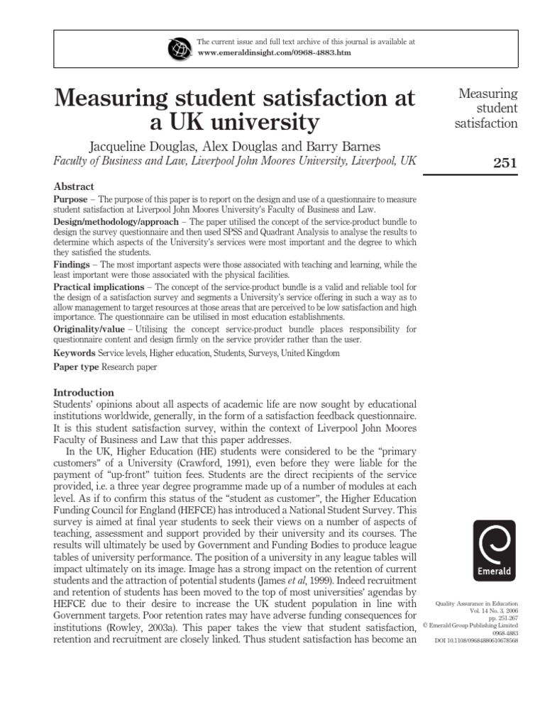 Measuring Student Satisfaction Survey | PDF | Survey Methodology | Lecture