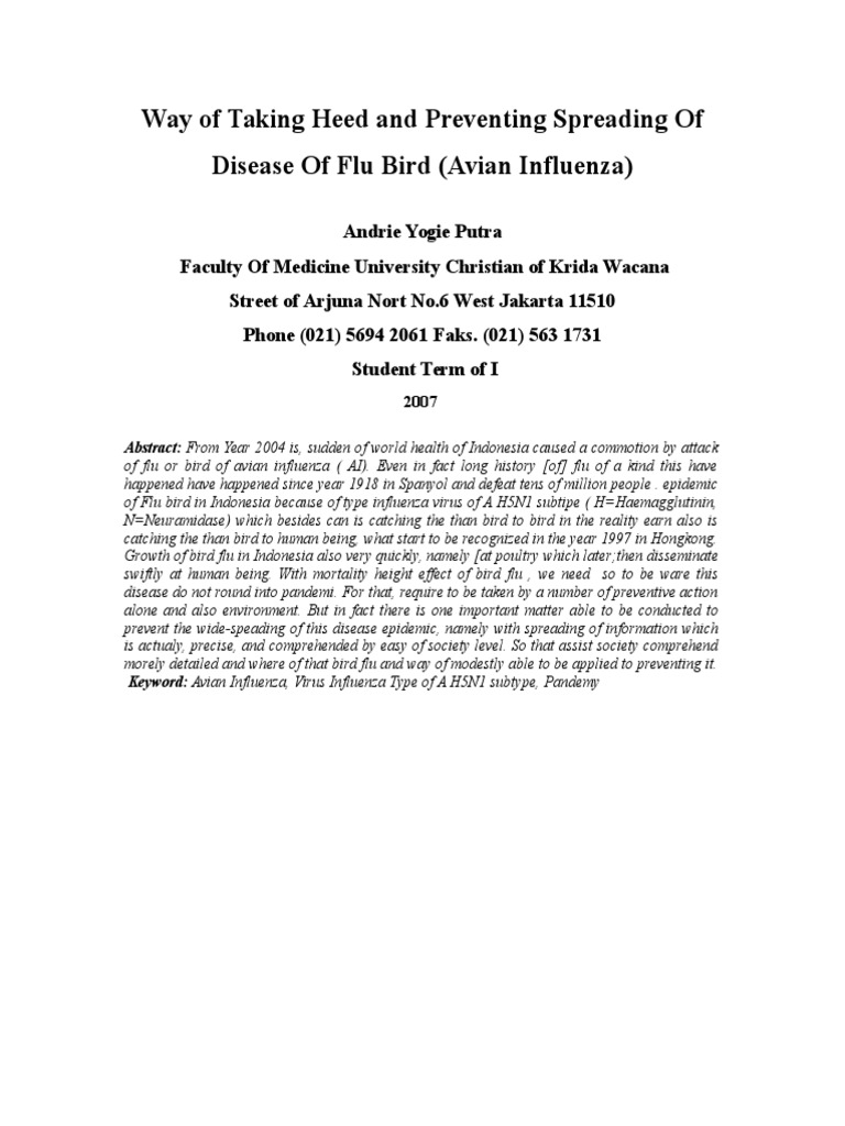 Preventing Avian Influenza Spread | PDF | Social Science | Wellness