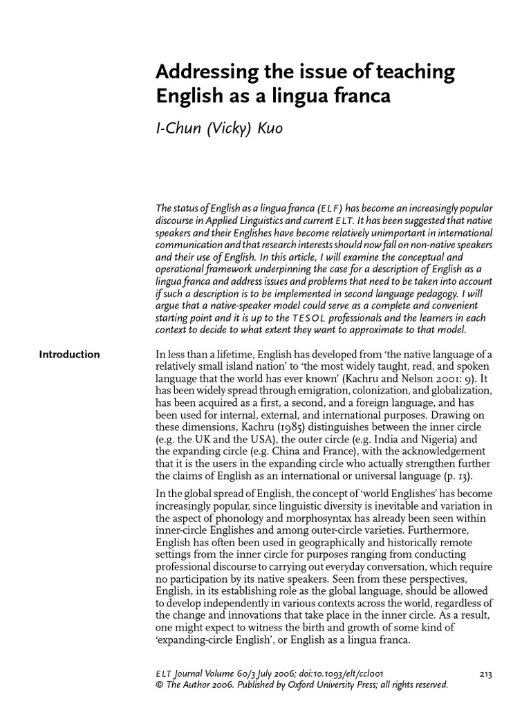 essay on english as lingua franca