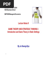 BSP1005 Lecture Notes 9 - Game Theory I - Strategic Thinking in Static Games