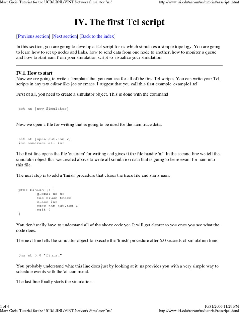 Simple Tcl Script for ns2 Simulation | PDF | Network Topology ...