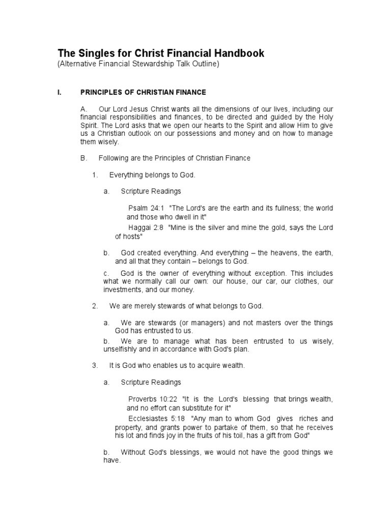 SFC Financial Handbook | PDF | Tithe | Catholic Church