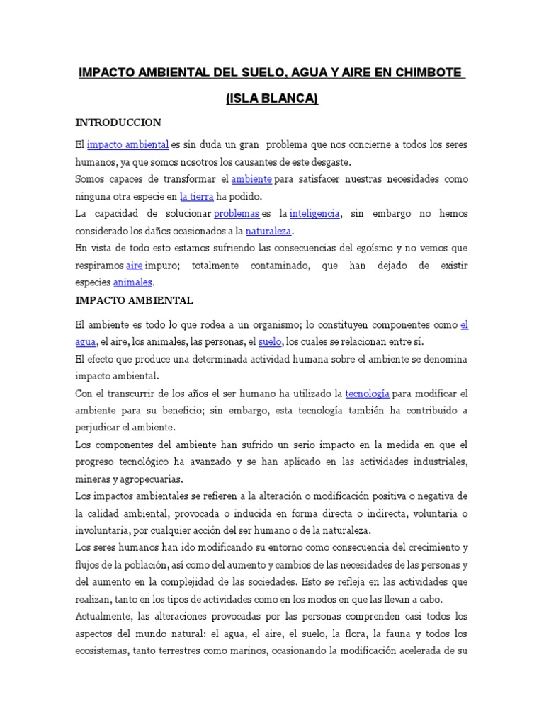 Impacto Ambiental en Chimbote | PDF | Degradación ambiental | Contaminación