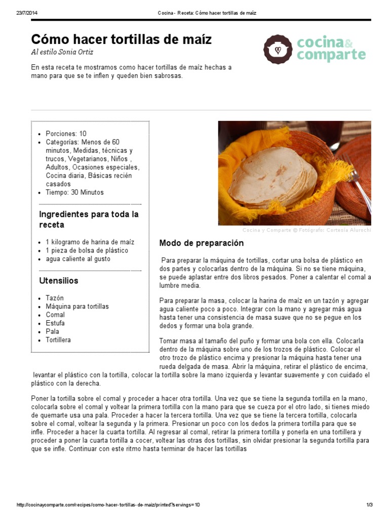 Cómo Hacer Tortillas de Maíz PDF Maíz Estufa de cocina
