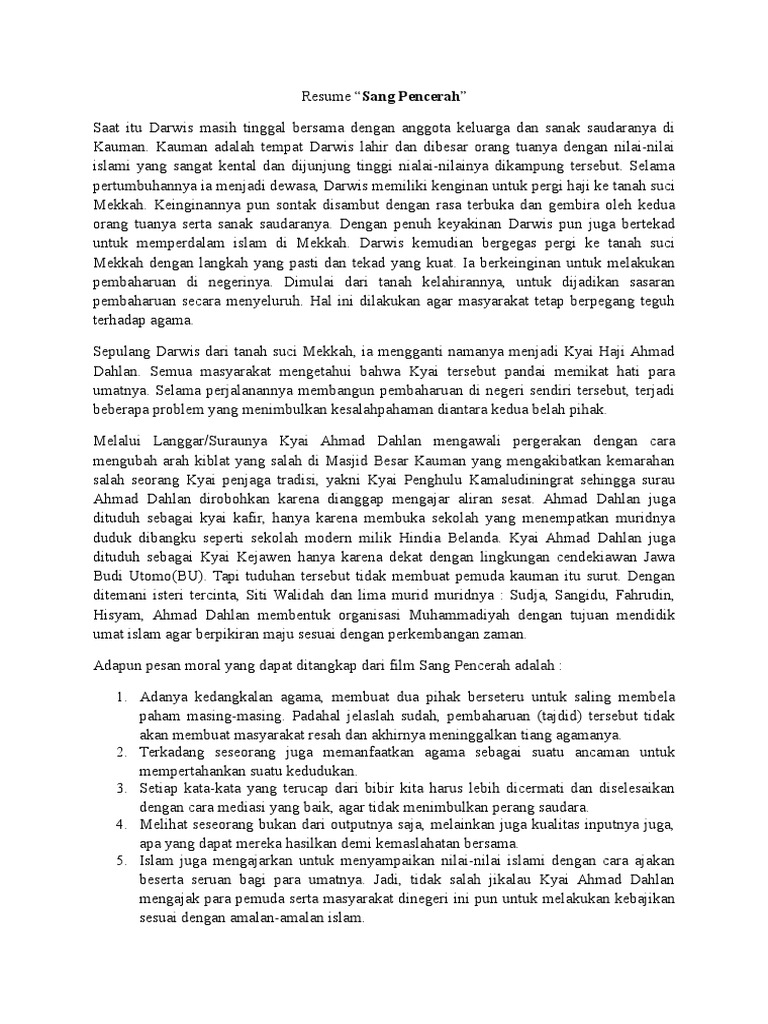 Resume Sang Pencerah