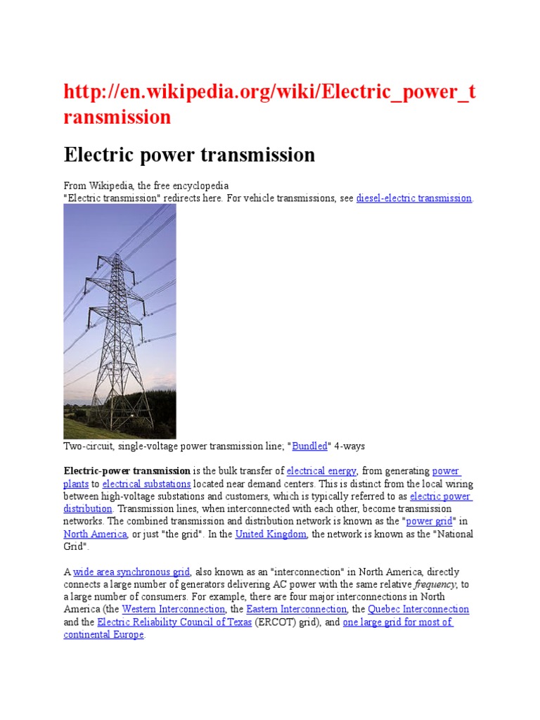 Electric Power Transmission Overview | PDF | Electric Power ...