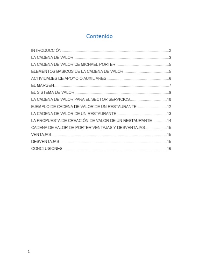 Análisis de la Cadena de Valor de Porter | PDF | Cadena de valor ...