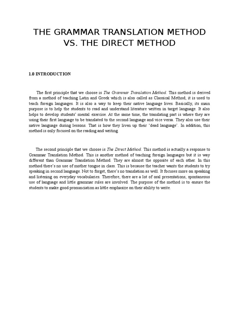 Grammar Translation vs Direct Method | PDF | English Language ...