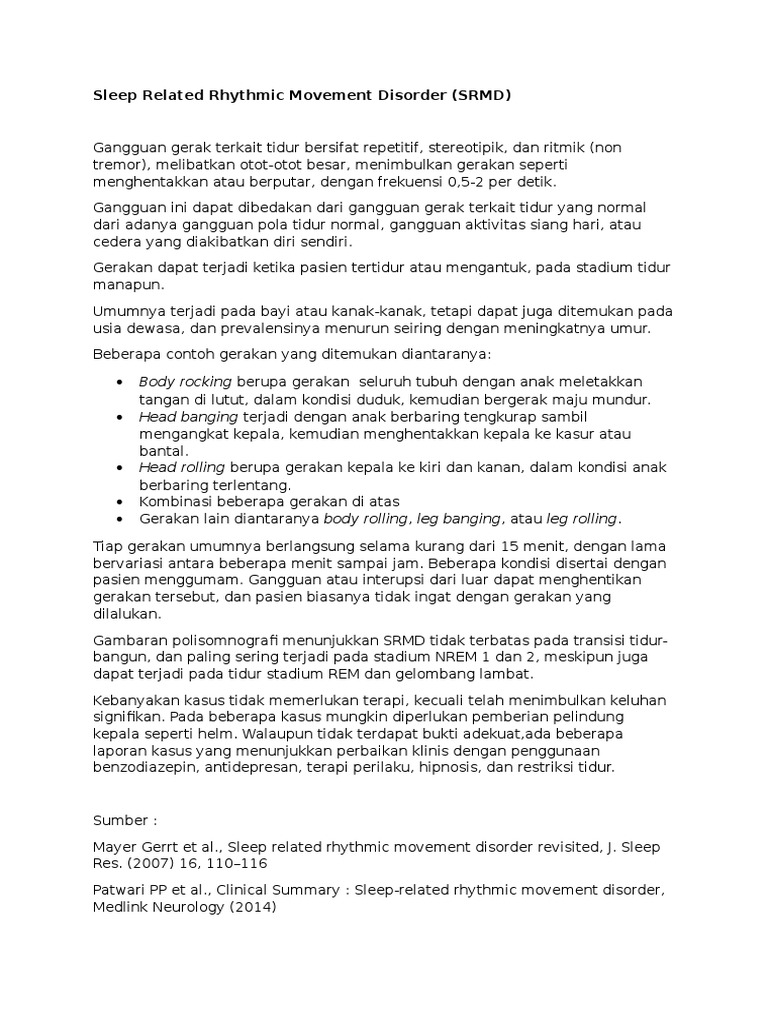 Sleep Related Rhythmic Movement Disorder | PDF