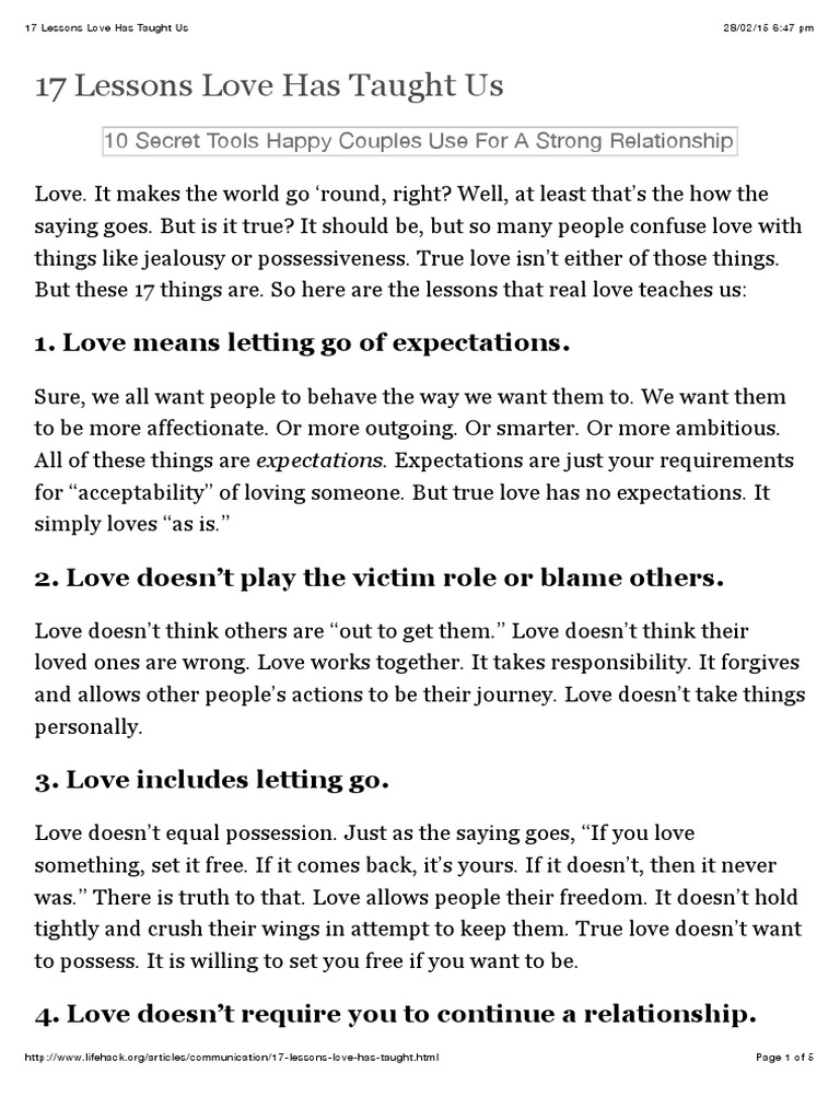 17 Essential Lessons on Love | PDF | Jealousy | Romance (Love)