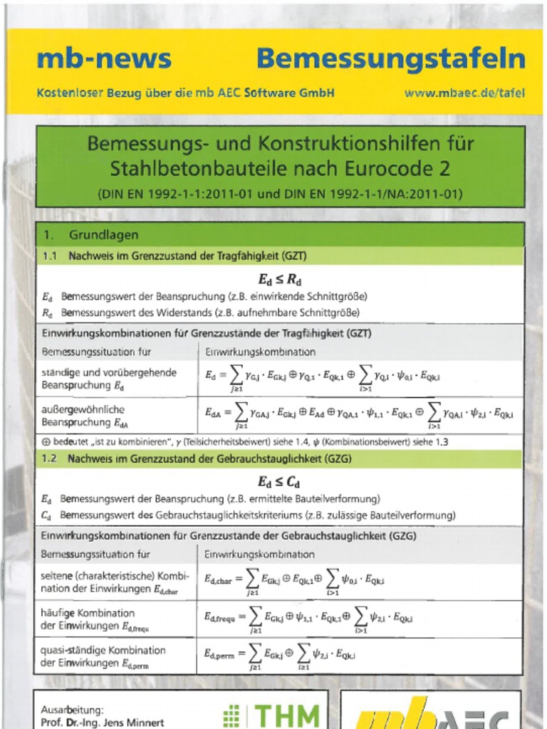 Bewehren Nach Din En 1992 1 1 Ec2 Pdf